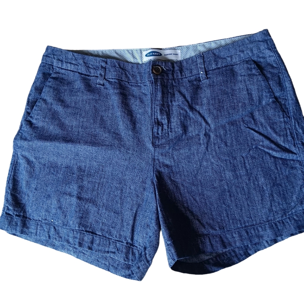Old navy linen blend blue chambray everyday shorts sz 12